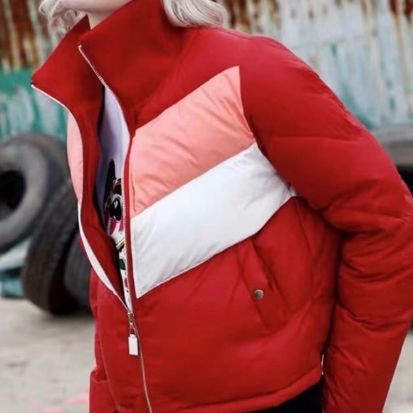 Red Ripple Puffer Jacket - Picture 1 of 3
